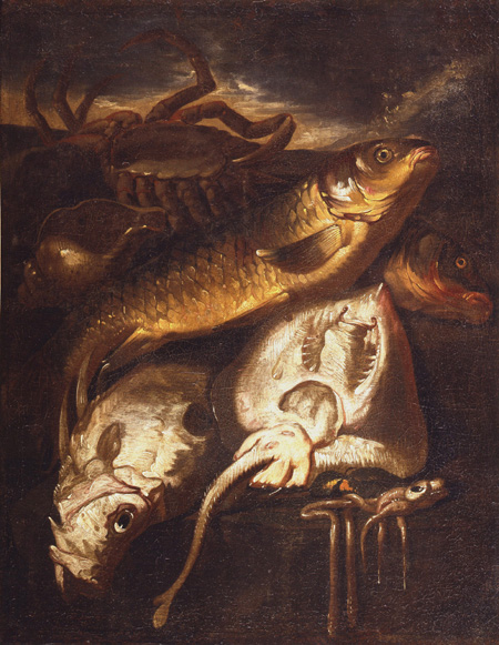 Still life of fish and shellfish